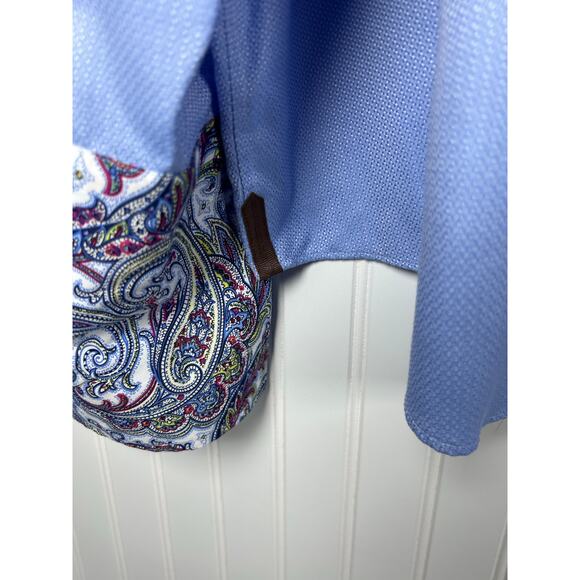 Egara Long Sleeve Flip Cuff Non-Iron Shirt Blue White Check Mens Size 2X 181/2 - Picture 8 of 11